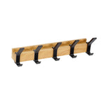 Wall Coat Rack — Wooden Rail with Metal Hooks close-up detail of feature