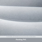 Grey inflatable camping pillow centred on white background showing full contoured shape and valve detail