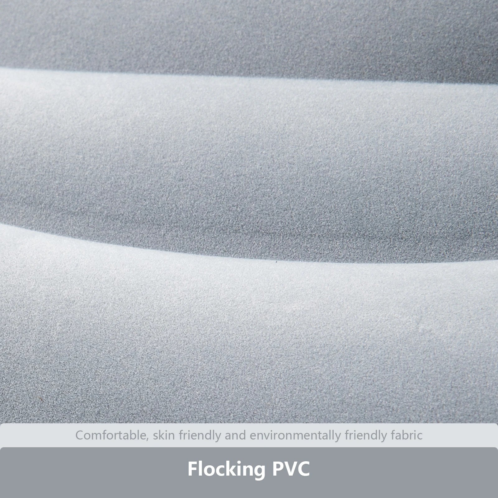 Grey inflatable camping pillow centred on white background showing full contoured shape and valve detail
