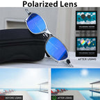 Close-up detail of polarised lens coating and lightweight frame construction