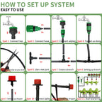 Drip irrigation system installed in raised garden bed with red adjustable emitters above green vegetable plants in Australian backyard