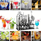 Cocktail Set 20-Piece Stainless Steel with Stand close-up detail of feature