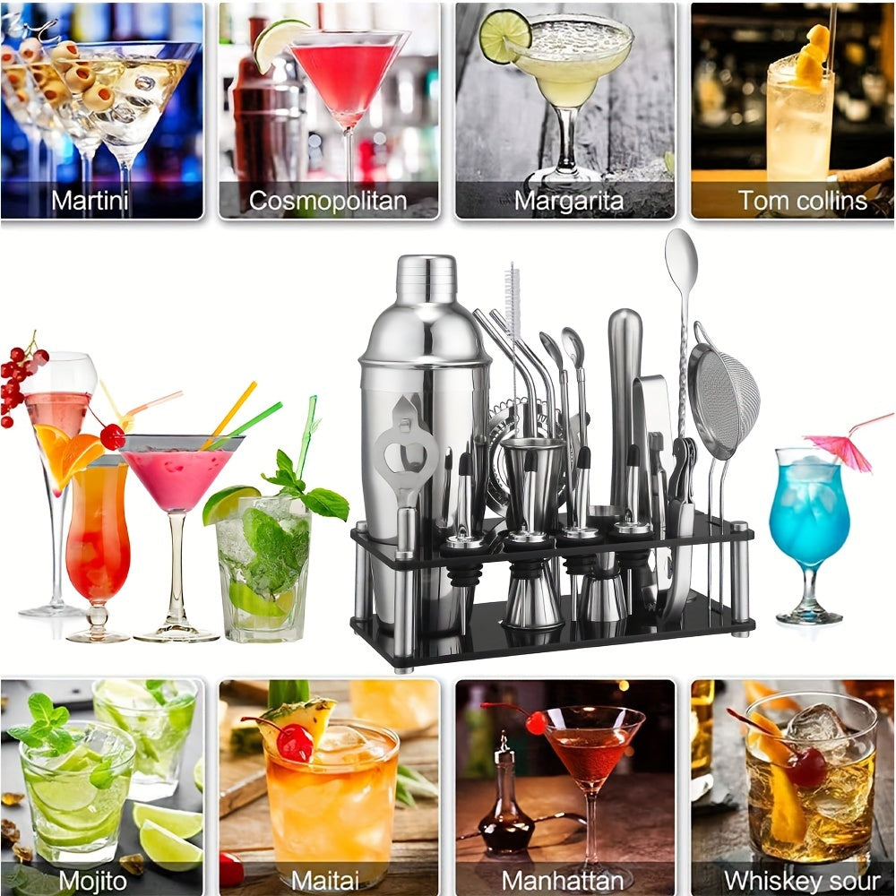 Cocktail Set 20-Piece Stainless Steel with Stand close-up detail of feature