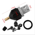 Full SUP pump adapter set showing assembled main body alongside cone nozzle screw collar and clip adapter