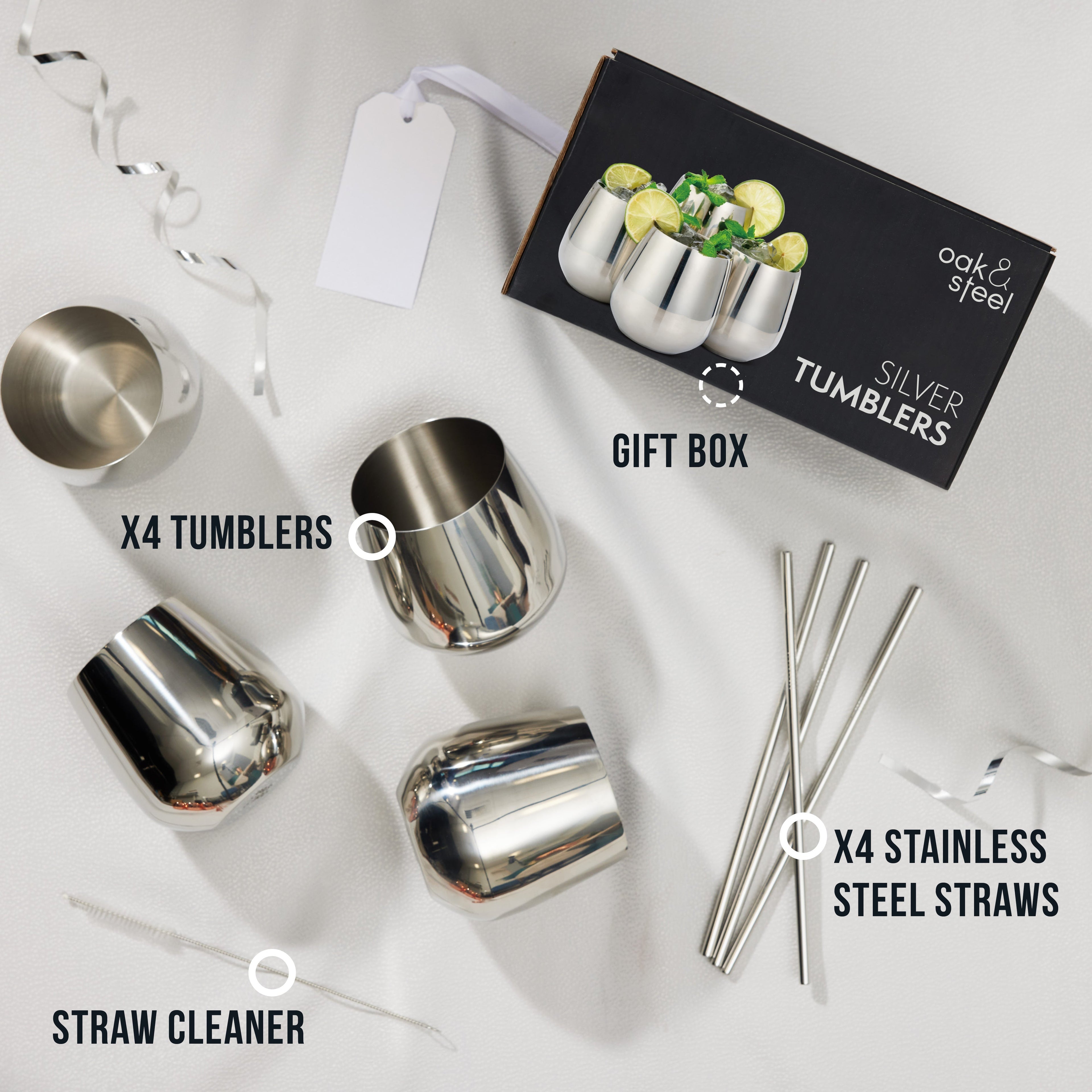 Hand holding stainless steel tumbler with straw stemless design comfortable grip