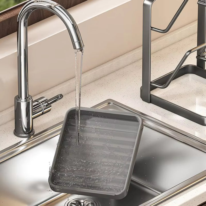 Kitchen Lid & Utensil Holder — Metal Stand in use at home