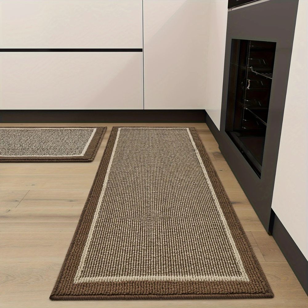 Kitchen Runner Mat — Non-Slip with Border Design in use at home