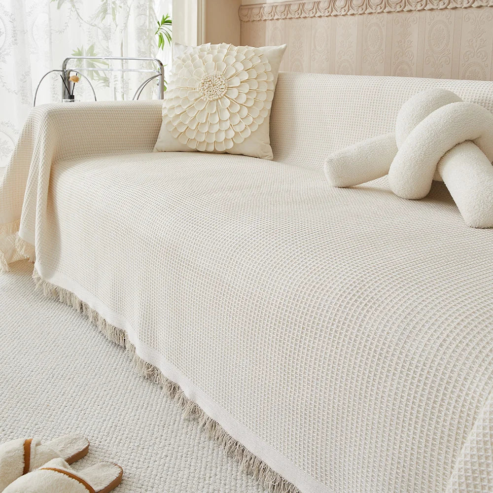 Four sofa cover sizes displayed showing dimensions from 130x180cm to 180x340cm