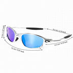 Sports sunglasses collection showing red blue dark and yellow lens colour options