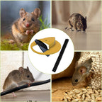 Complete humane mouse trapping system with white bucket and yellow lid placed in home environment