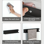 Close up black powder coated metal wire construction detail matte finish bathroom hardware