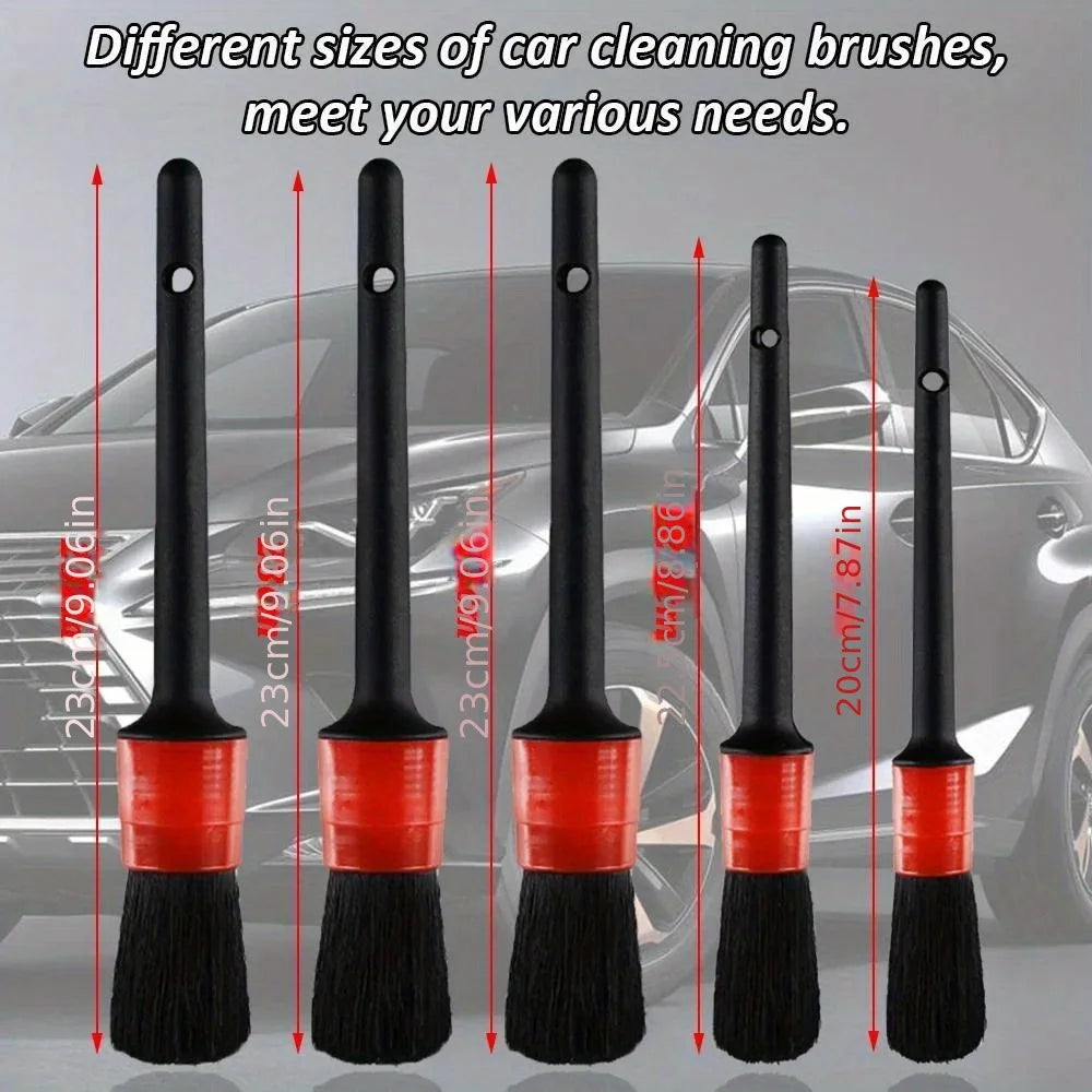 Three wire brushes with mixed bristle types for wheel and tyre cleaning in car detailing kit
