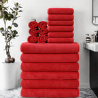 8-Piece Towel Set — Soft & Quick-Dry side angle showing dimensions