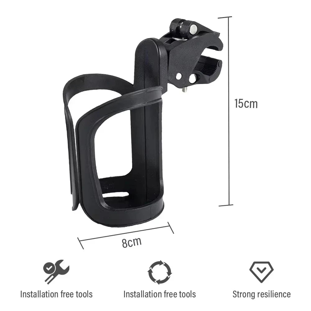 Bottle Cage with Clamp Mount — No Drill, 1.9–4.2 cm side angle showing dimensions