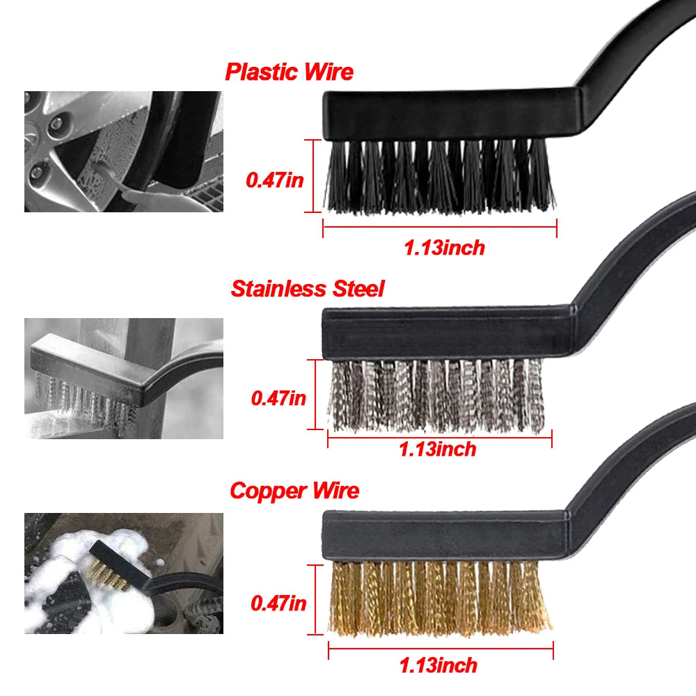 Car Detailing Brush Set — 15-Piece Cleaning Kit side angle showing dimensions