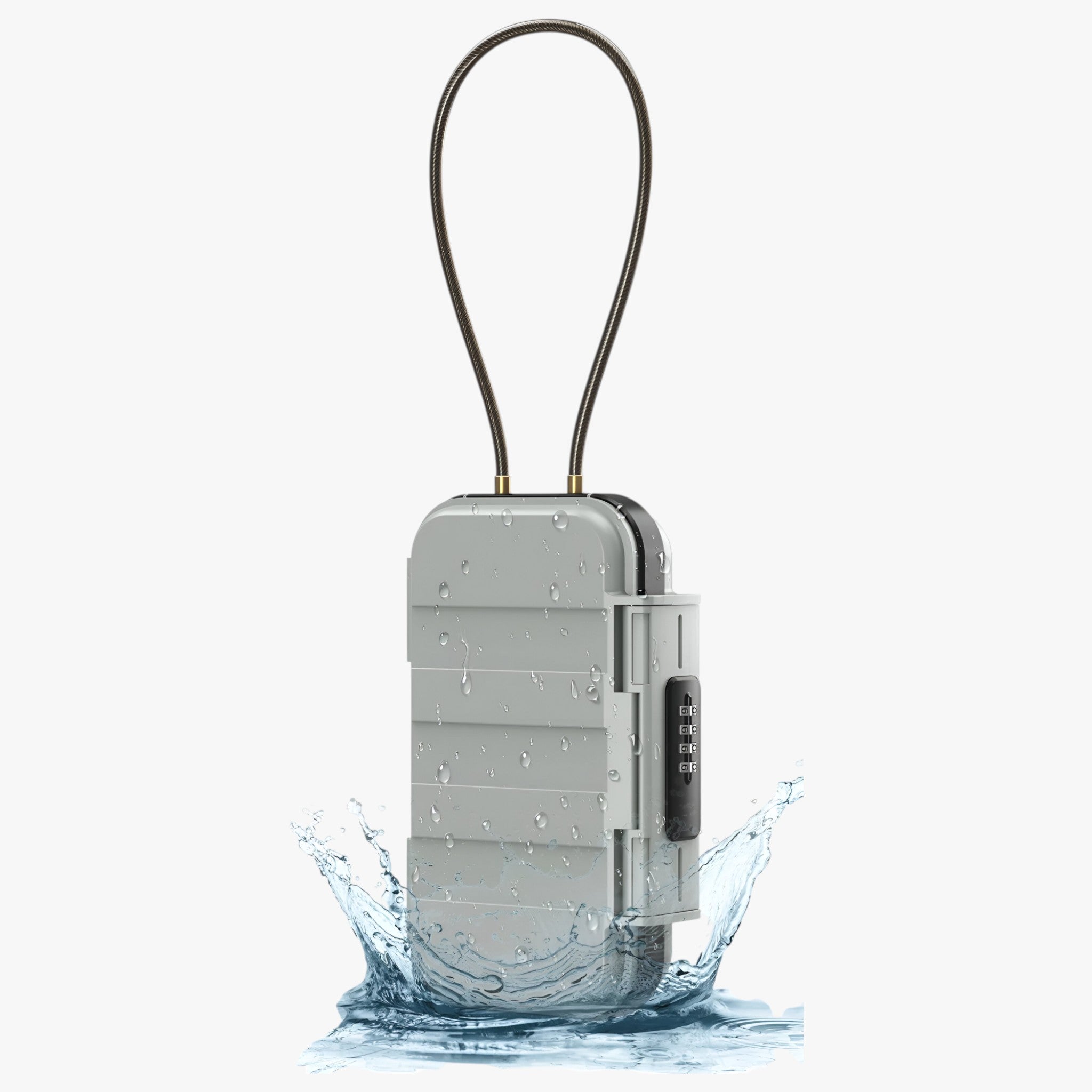Portable Safe Box with 4-Digit Combination Lock side angle showing dimensions
