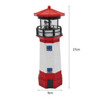 Solar Lighthouse Garden Light — LED Rotating Beam side angle showing dimensions