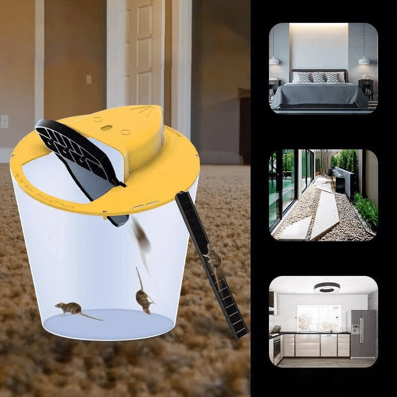 Humane Mouse Trap — Bucket Lid with Safe Release side angle showing dimensions