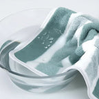 Striped Towel Set — 8-Piece Microfibre side angle showing dimensions