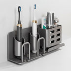 Wall-Mount Toothbrush Holder — Aluminium Organiser side angle showing dimensions