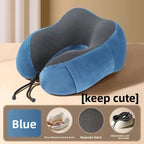 U-Shape Memory Foam Travel Neck Pillow side angle showing dimensions