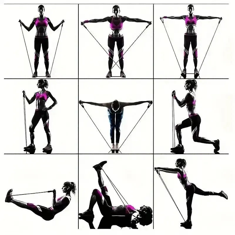Resistance Band Set — 11-Piece with Handles side angle showing dimensions