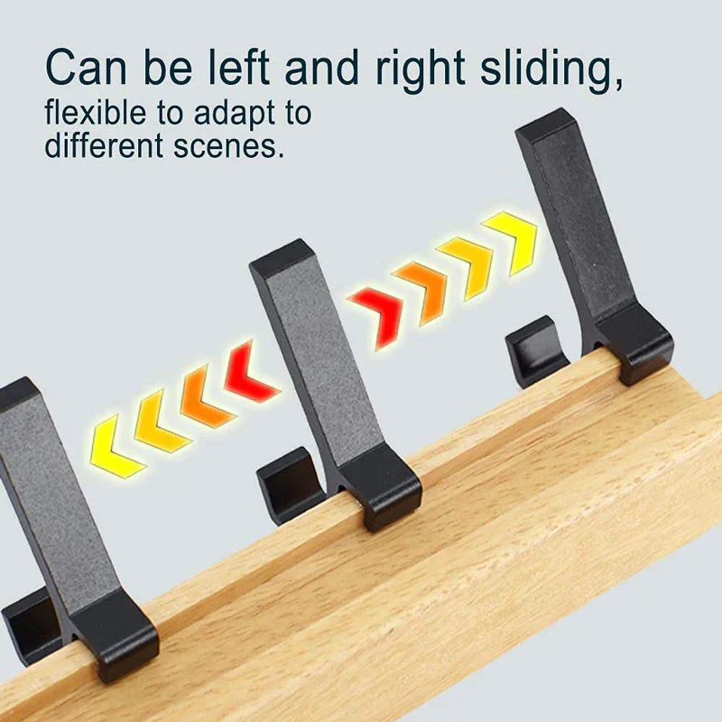 Wall Coat Rack with Rubber Wood Rail and Aluminium Hooks side angle showing dimensions