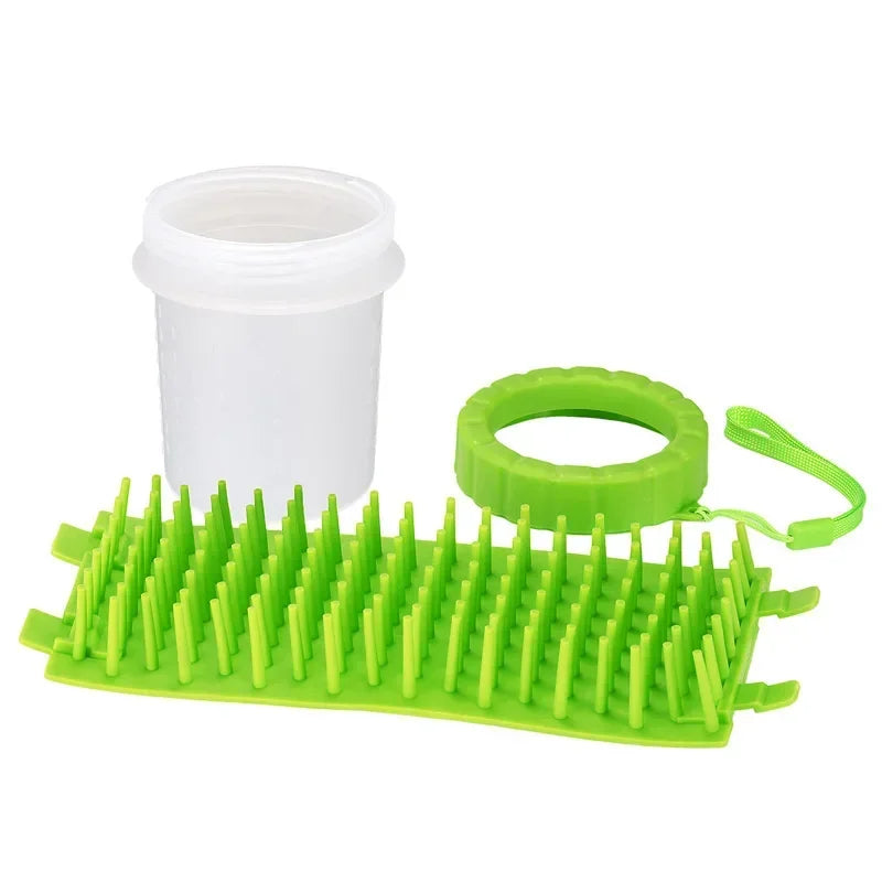 Dog Paw Cleaner Cup — Silicone Bristles side angle showing dimensions