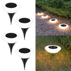 Solar Garden Path Lights 4-Pack — LED Outdoor side angle showing dimensions