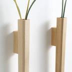 Wall Vase Set — Walnut & Beech Wood, Set of 2 side angle showing dimensions