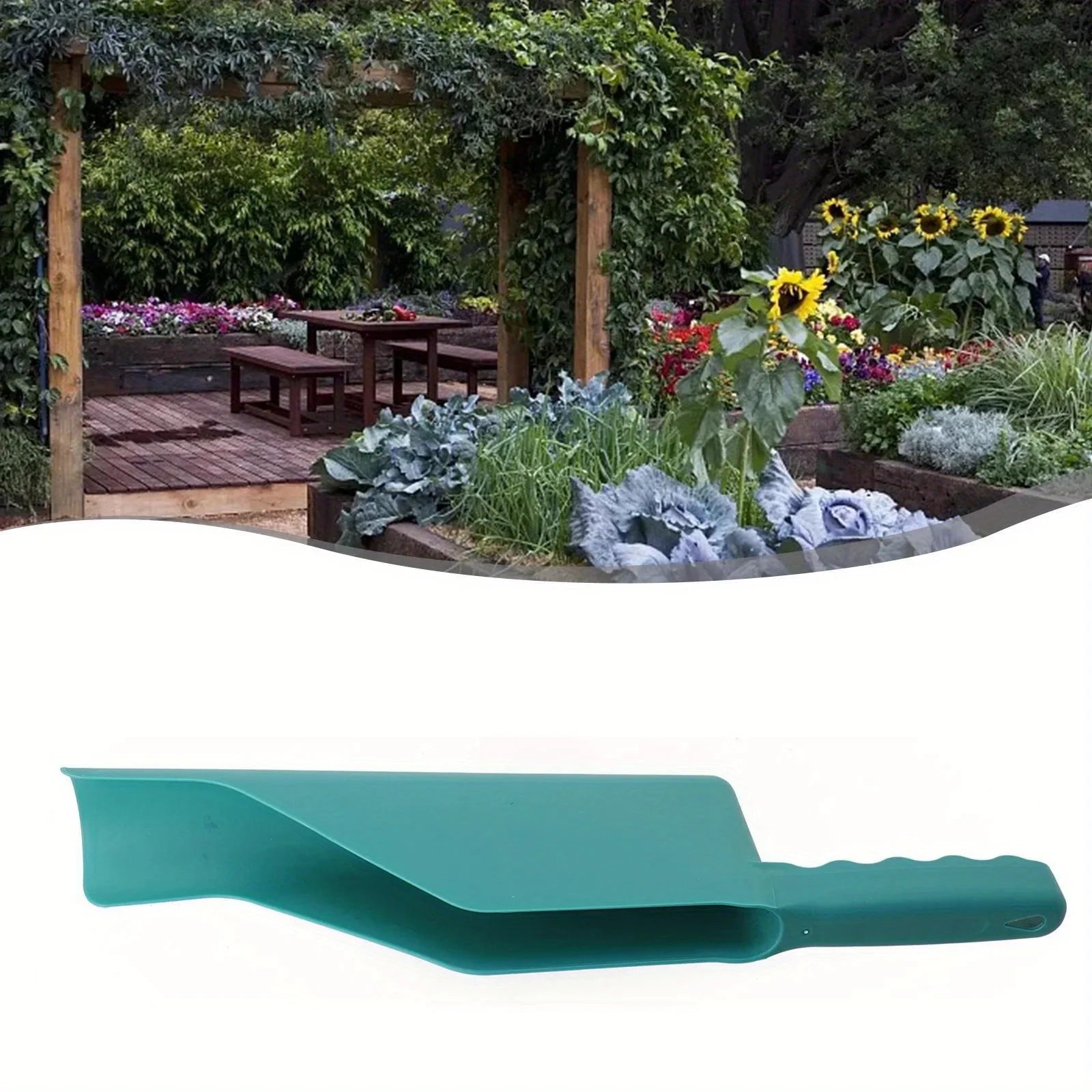 Gutter Cleaning Scoop — Plastic Leaf Remover side angle showing dimensions