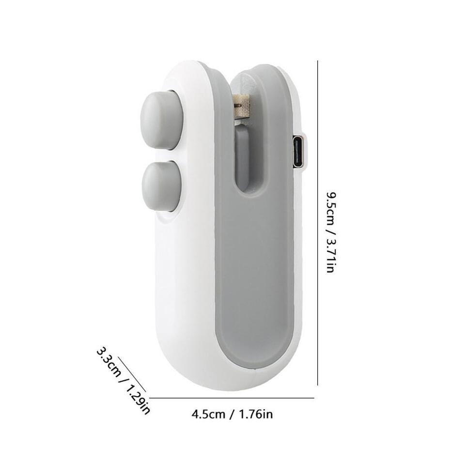 2-in-1 Bag Sealer — USB Rechargeable, Compact side angle showing dimensions