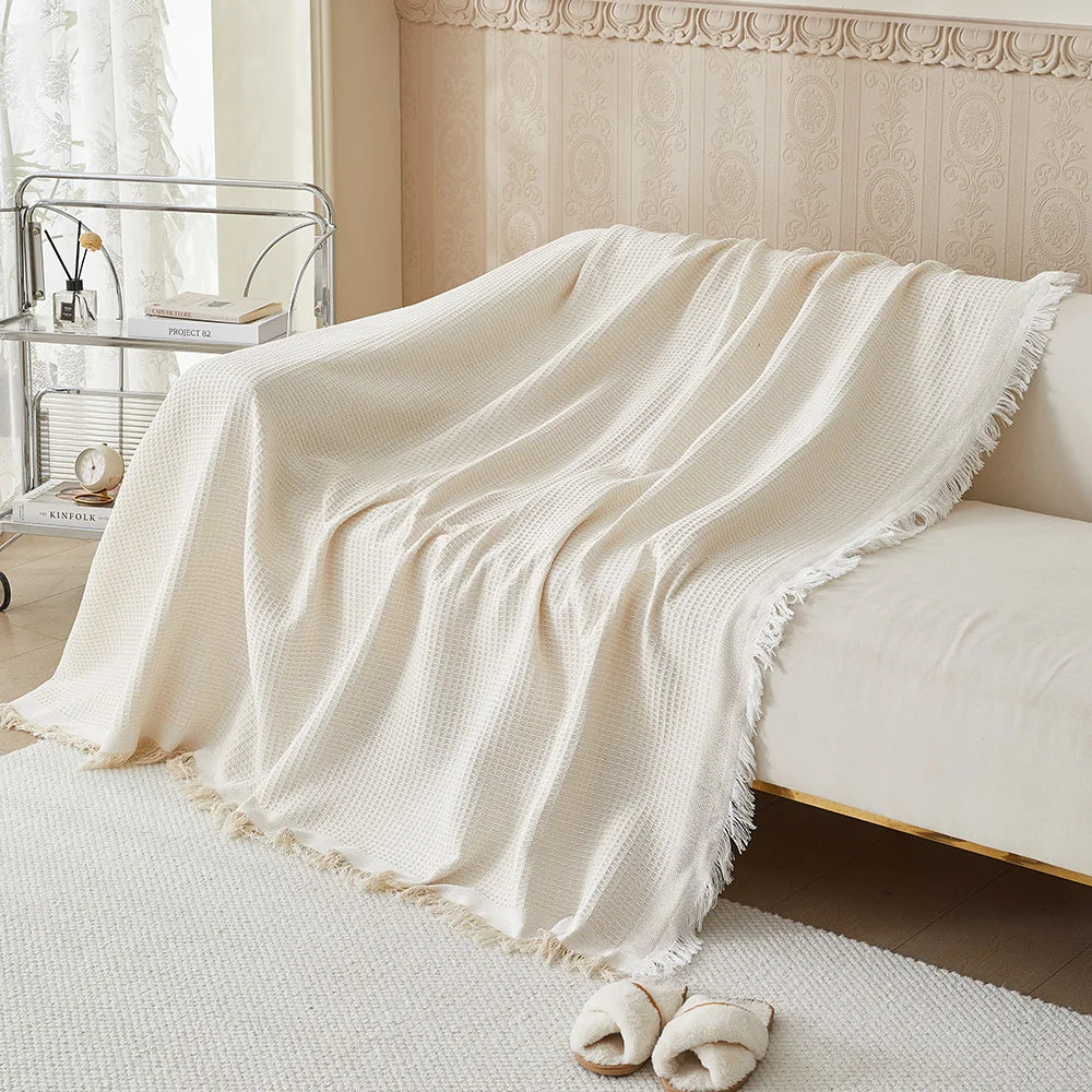 Sofa Cover — Breathable Washable Cotton Blend side angle showing dimensions