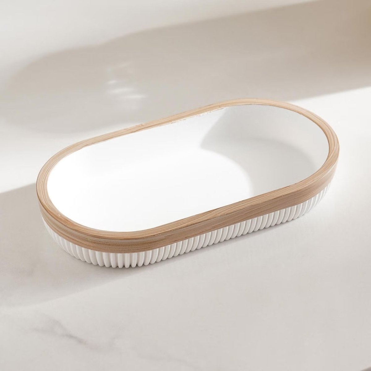 3-Piece Bathroom Set with Wooden Accents side angle showing dimensions