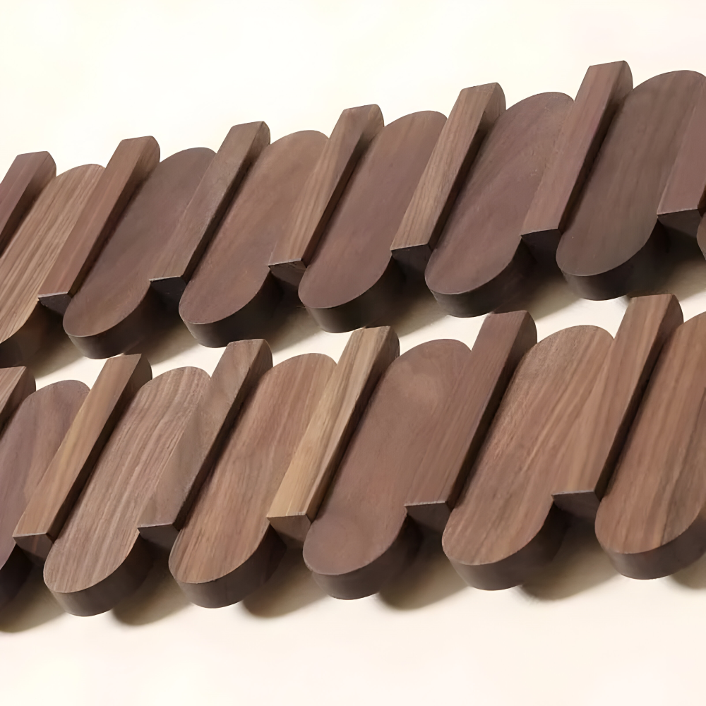 Wall Coat Rack — Walnut Wood, 3 Size Options side angle showing dimensions