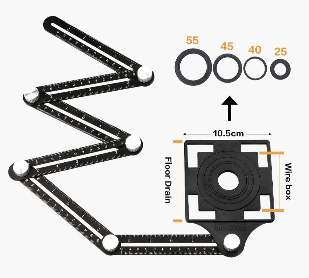 Close-up detail of laser engraved measurement markings and metal adjustment knobs