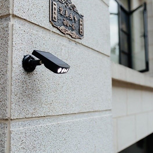 Solar Motion Sensor Light — Outdoor LED Security side angle showing dimensions