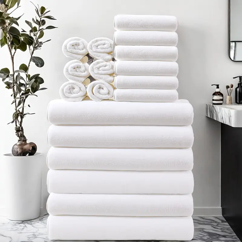 8-Piece Towel Set — Soft & Quick-Dry mounted in modern interior