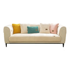 Multiple teddy fleece sofa covers in six colours arranged flat lay yellow grey blue pink