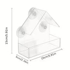 Window Bird Feeder — Clear Acrylic with Suction Cups mounted in modern interior