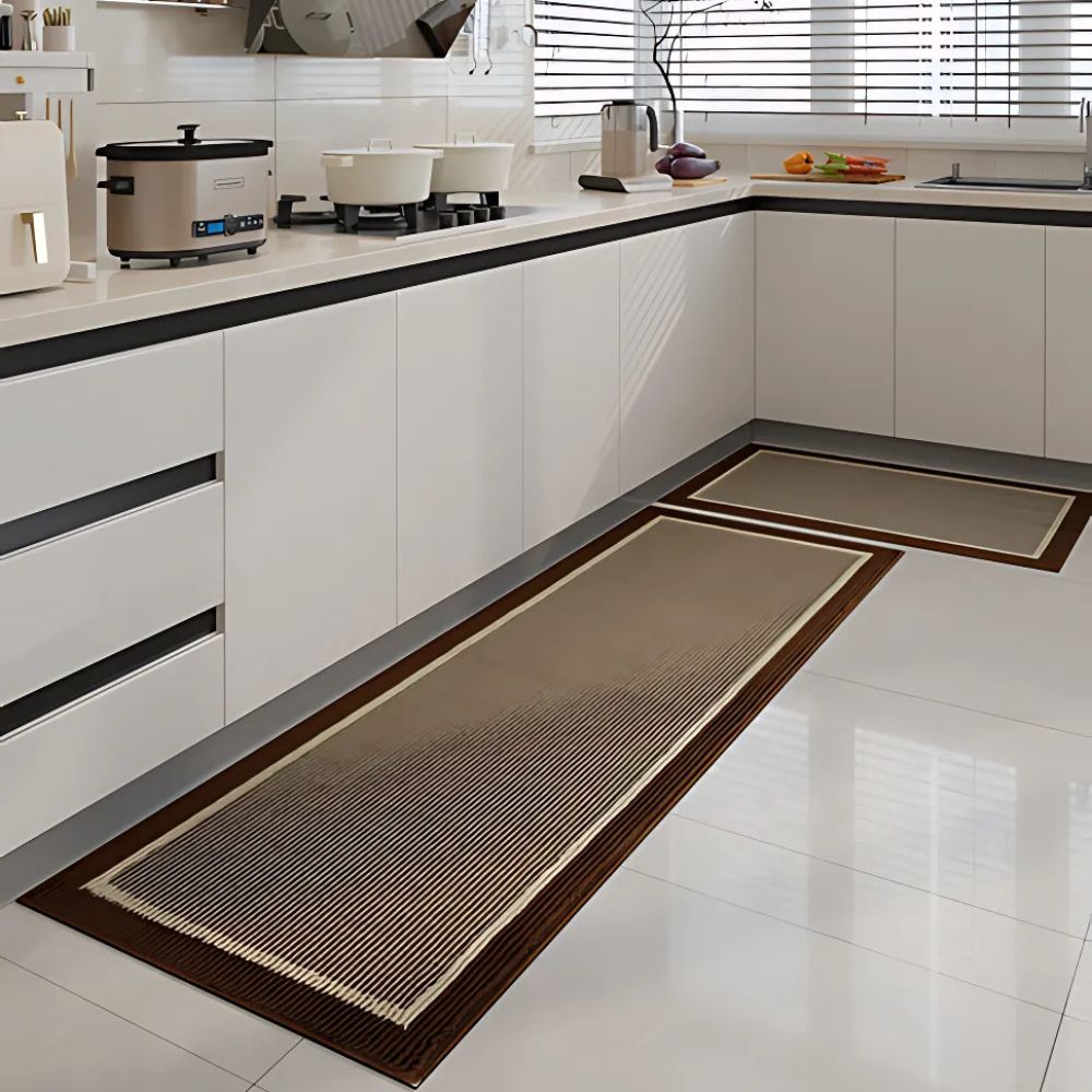 Kitchen Runner Mat — Non-Slip with Border Design mounted in modern interior