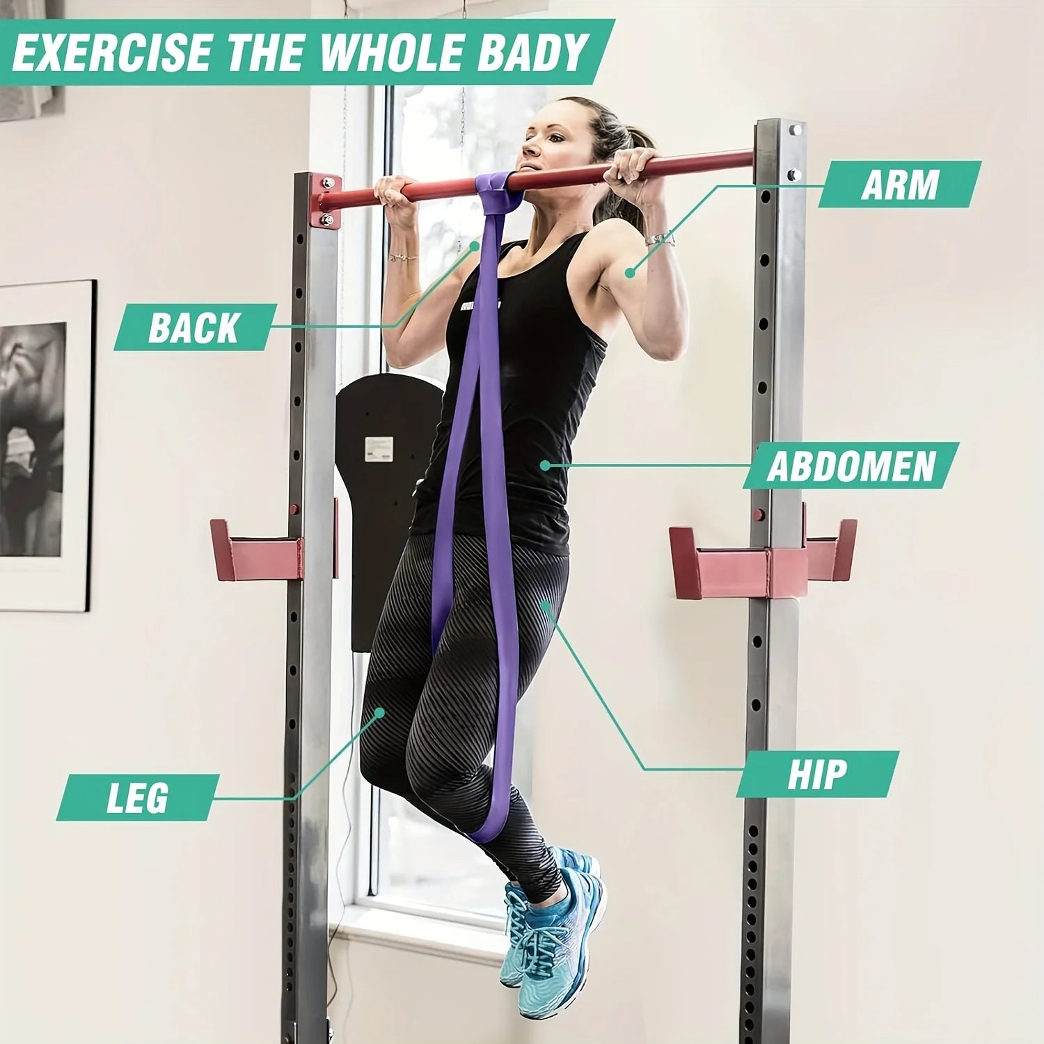 Pull-Up Resistance Bands Set — 4 Levels mounted in modern interior