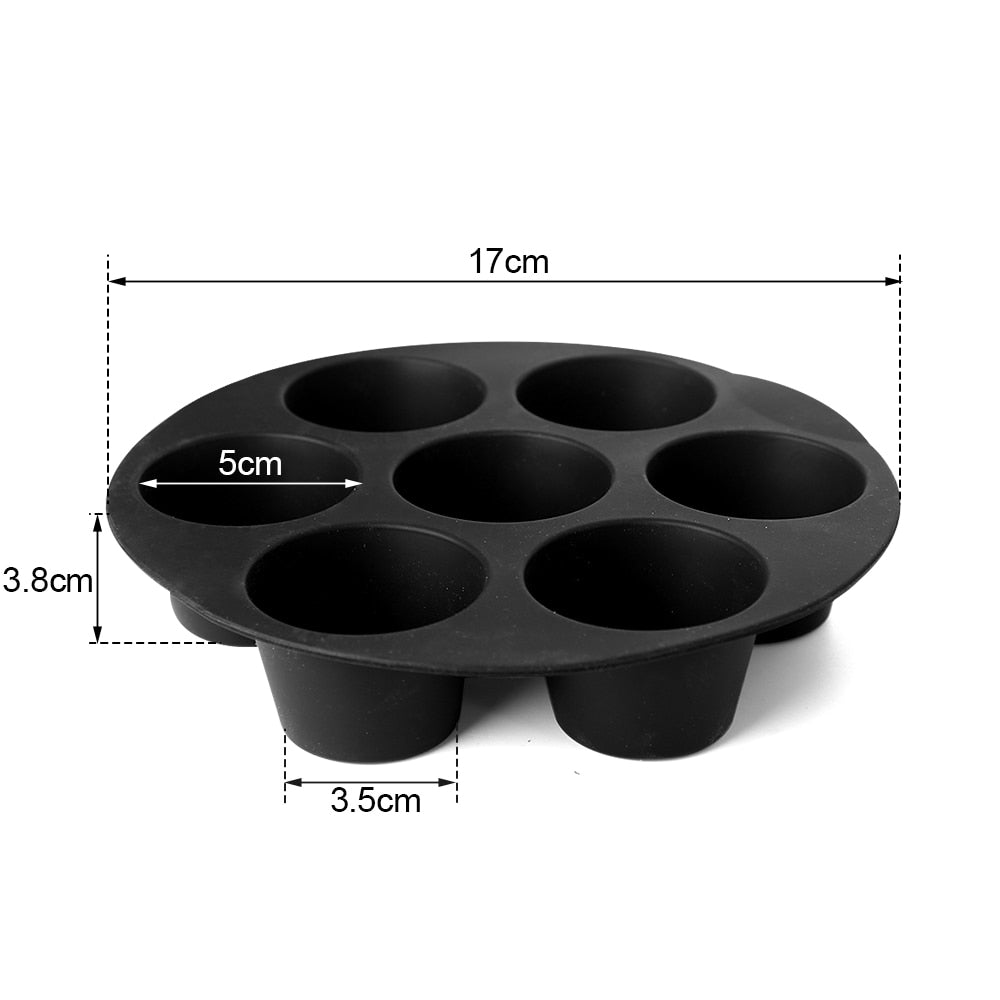 Silicone Air Fryer Muffin Mould — 7-Cup Black mounted in modern interior