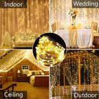 Solar Curtain Lights — 300 LED Outdoor Waterproof mounted in modern interior
