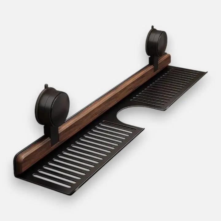 Wall Shelf — No-Drill Walnut Organiser mounted in modern interior