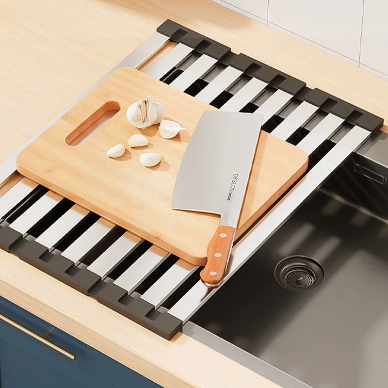 Over-Sink Drain Rack — Stainless Steel 304 mounted in modern interior
