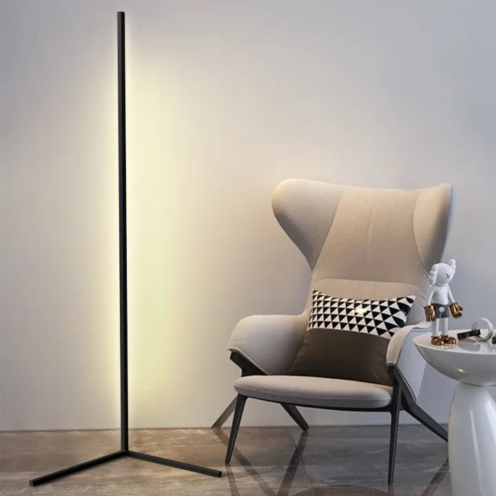 Corner Floor Lamp LED — Dimmable Remote Control mounted in modern interior