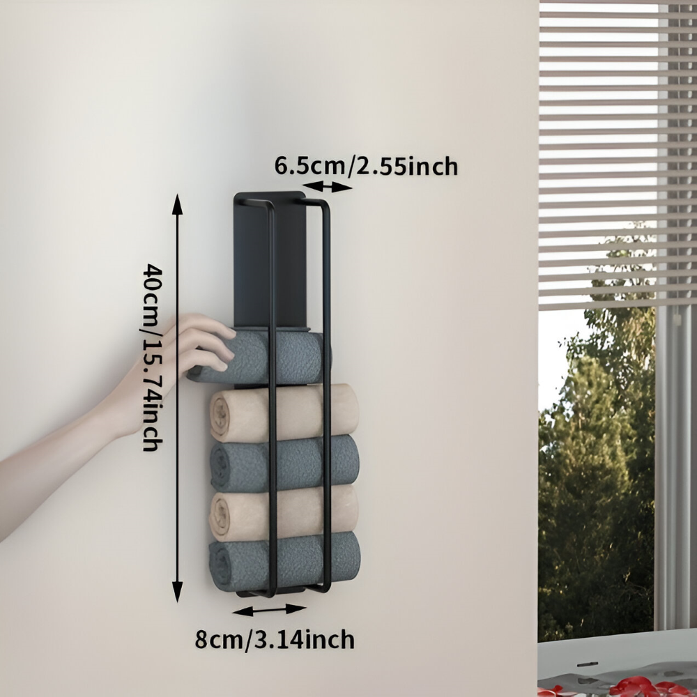 Wall Towel Rack — Metal Black 40-50cm mounted in modern interior