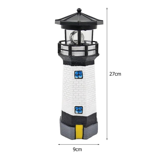 Solar Lighthouse Garden Light — LED Rotating Beam mounted in modern interior