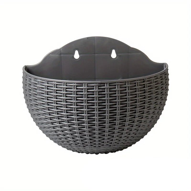 Wall-Mount Plant Pot — Rattan Style Plastic styled with home decor